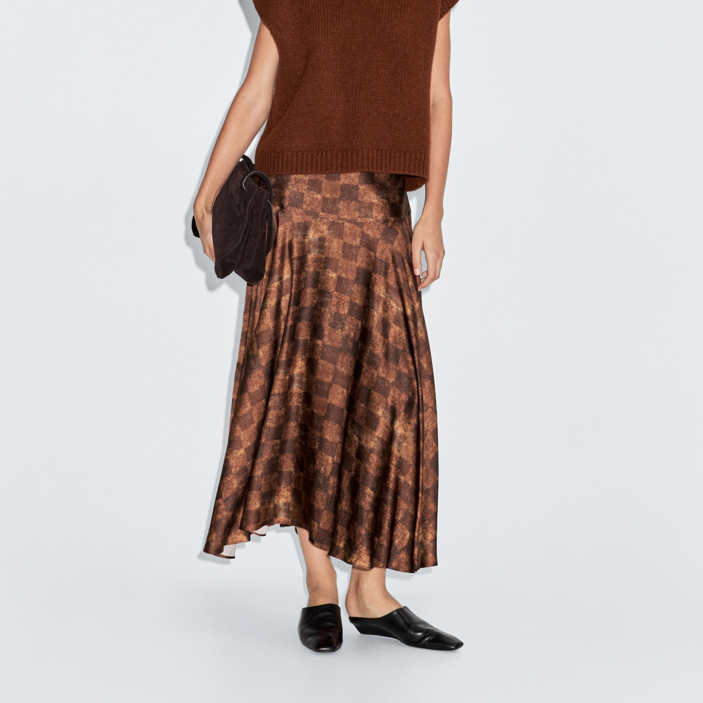 Falda midi estampado damero