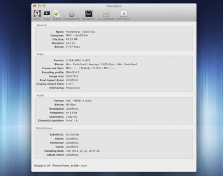 VideoSpec, cómo analizar de forma sencilla tus vídeos en OS X