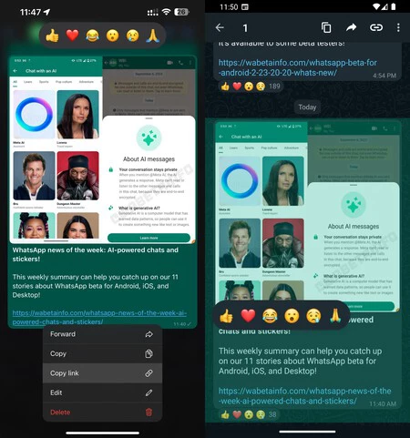 WhatsApp メッセージへのリンク