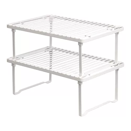 Amazon Basics Estantes de cocina apilables para almacenaje, Blanco, 20.3 D x 31.6 W x 11.4 H cm