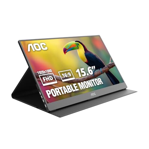AOC Monitor Portátil de 15.6” FHD Bocinas Integradas. Compatible con Consolas de Videojuegos