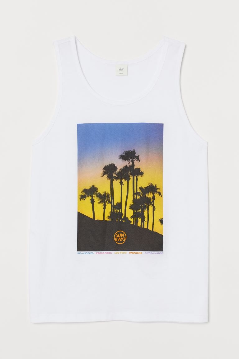 Camiseta sin mangas en punto de algodón con motivo estampado.