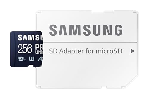 Samsung PRO Ultimate Tarjeta de Memoria MicroSD con Adaptador SD, 256 GB, 200 MB/s y 130 MB/s, UHS-I, C10, U3, V30, A2, 4K UHD, Apta para Smartphone, Tablet, GoPro, DJI Dron, Steam Deck (MB-MY256SA)