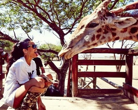 Entre paquidermos y felinos, Rihanna se lo pasa bomba en su gira por África