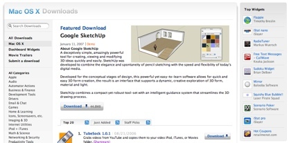 Nuevo "look" para el área de descargas en Apple.com