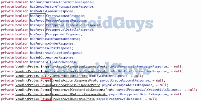 PayPal en el código fuente de Android Market