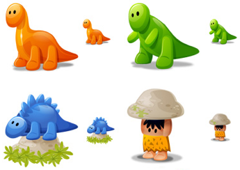 Dino Icons, iconos de dinosaurios y cavernícolas