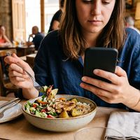 Comer mirando el móvil tiene varias consecuencias. Una de ellas es que la comida sepa peor 