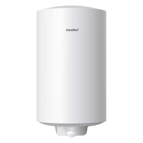 COMFEE' D80-15EFG-ES Calentador de agua eléctrico vertical, Wi-Fi, control remoto por smartphone, montaje en pared sin necesidad de taladrar, 80 L, tamaño compacto, fácil de instalar