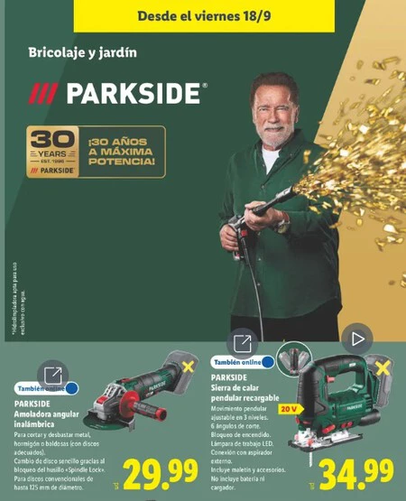 Amoladora Angular Recargable Parkside Folleto Lidl