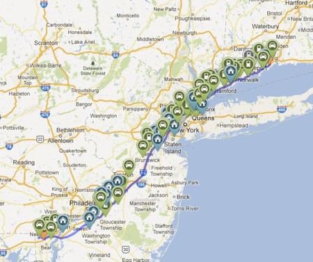 Puntos de carga disponibles entre Newark y Milford
