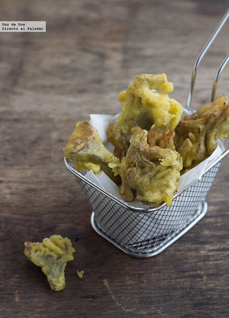 Alcachofas en tempura de azafrán