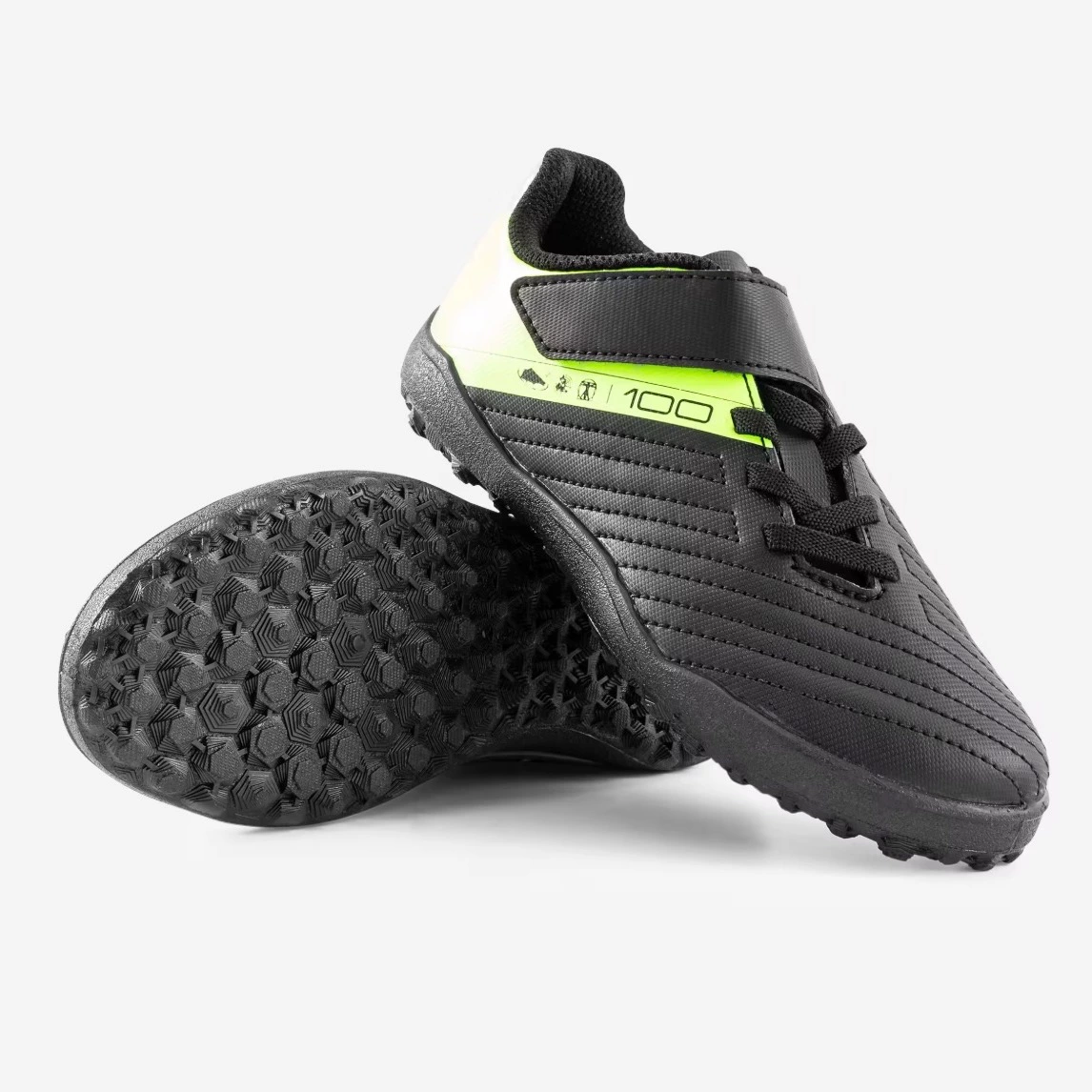 KIPSTA
BOTAS DE FÚTBOL NIÑO CON TIRA ADHERENTE 100 EASY TURF TF NEGRO Y AMARILLO