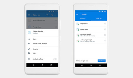 Dropbox permite descargar y tener sincronizadas carpetas en local en móviles, pero solo si pagas