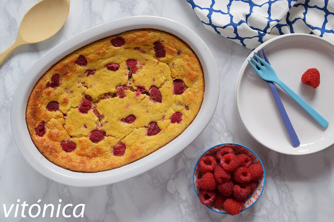 Pastel fitness de frambuesas