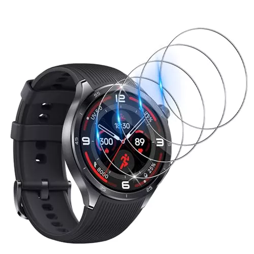 Funrae Protector de Pantalla para OnePlus Watch 3 [4 piezas], Cristal Templado Protective Film [No Burbujas] [Anti-Arañazos] HD 9H Vidrio Templado Saver