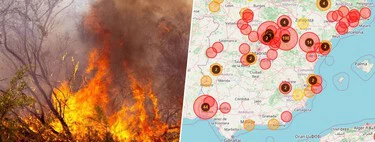 Con este mapa interactivo puedes ver todos los incendios que hay activos en España en tiempo real