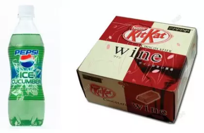 Kit Kat sabor a vino y Pepsi de pepino