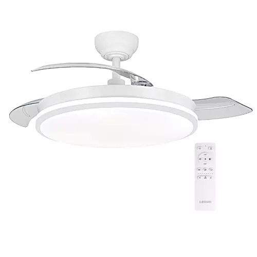 Ventilador de techo con luz con mando 3 aspas, Motor DC 30W+42W Luz LED
