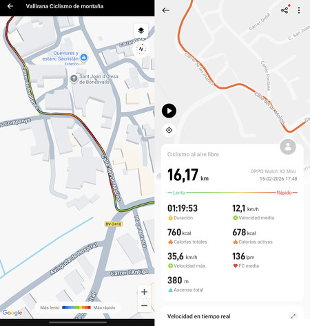Left, Garmin GPS; right, Vivo GPS. About mountain biking practice