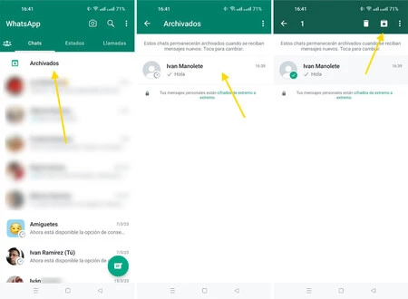 アーカイブを解除する