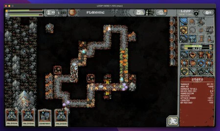 円形のループを進んでいくと、マップが地形で埋め尽くされ、同時により多くの敵を倒します。