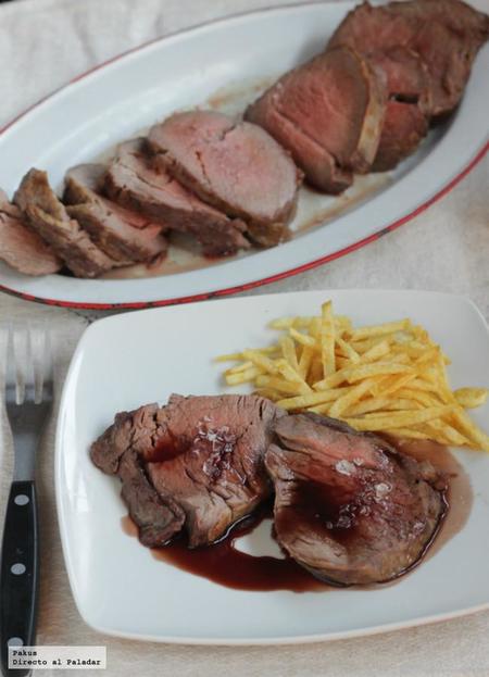 Solomillo de buey al horno con salsa de vino tinto