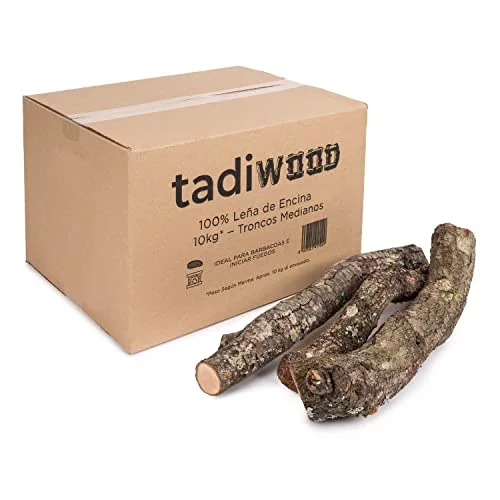 ~10kg/30L Leña de Encina. Troncos Medios Ideales para Barbacoas, Chimeneas y Estufas. Leña Seca, Poda Controlada, sin plásticos. 100% España.
