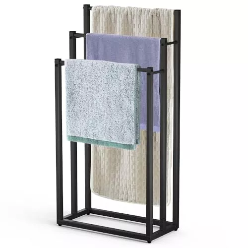 VOUNOT® Toallero de Pie de 3 Niveles Toallero Escalera con 3 Barras para Colgar
