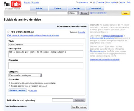YouTube Uploader beta disponible
