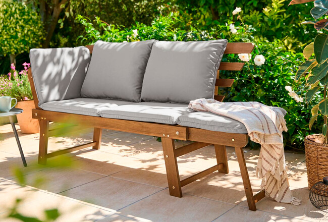 Banco De Madera Para Jardin Con Cojines