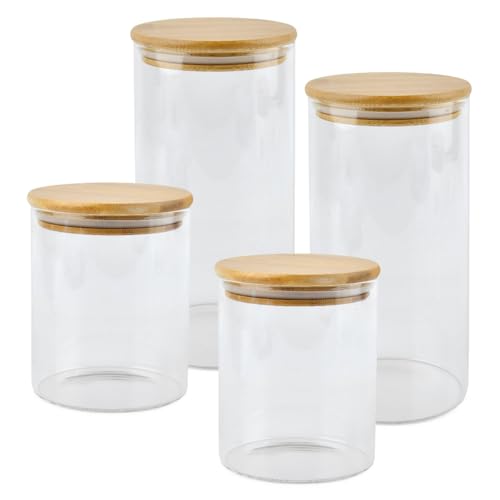 POUMUE 4 PCS Tarros de Cristal con Tapa Hermética