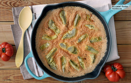 Frittata esponjosa de alcachofas. Receta saludable