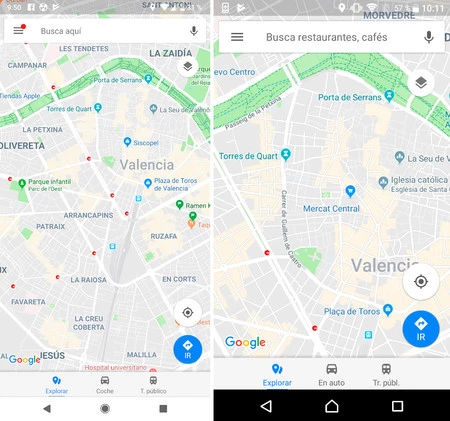 ホーム画面は、最新バージョン (左) と以前のバージョン (右) で変わりません。