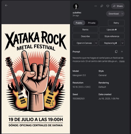 Opciones resultado