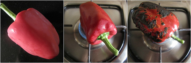 Pimientos asados sobre el fuego