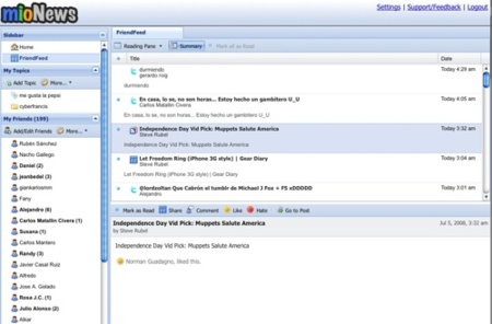 Mionews, otra forma de usar FriendFeed