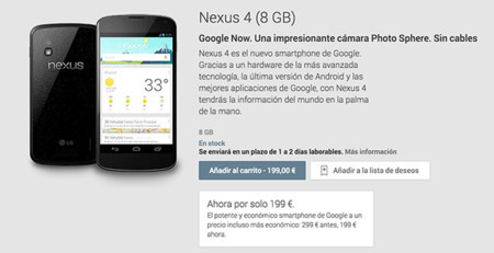 Google rebaja en cien euros el precio de Nexus 4