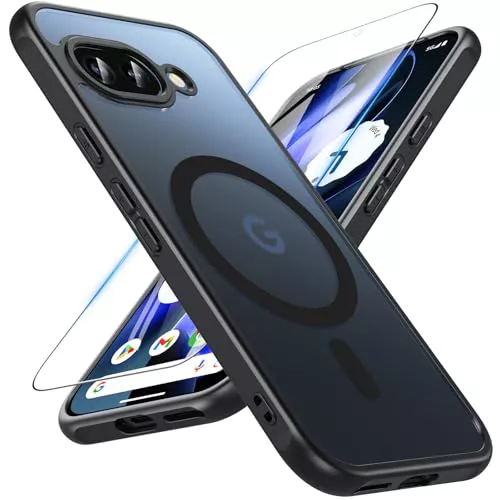 BESINPO Magnética Funda para Google Pixel 9A, Funda Pixel 9A, [1 películas de Vidrio Templado] Protección Grado Militar Carcasa para Pixel 9a 2025 (Negro)