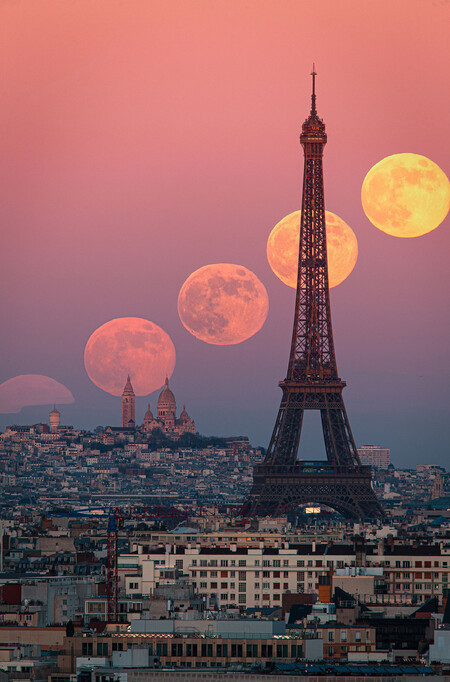 Supermoon Path Over Paris At Sunset Martin Giraud
