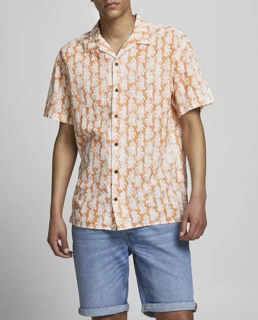 Camisa de hombre regular estampada rosa