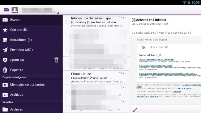 Yahoo Mail renueva su versión y la adapta a los tablets