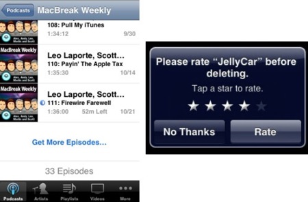 Firmware 2.2: Votaciones al eliminar una aplicación y descarga directa de Podcasts