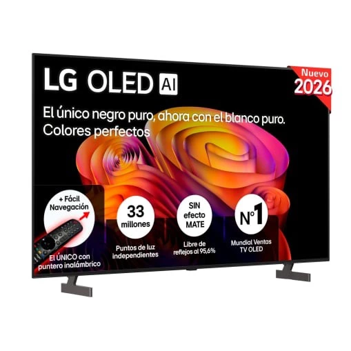 Smart TV OLED 65" (165,1 cm) LG OLED65B6ELC con IA, 4K UHD, 120 Hz, Procesador Inteligente a8 AI Processor 4K Gen3, Dolby ATMOS, a8 AI Sound Pro
