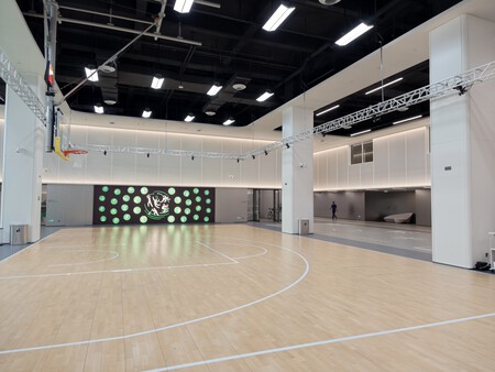 La cancha de baloncesto...