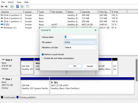 A screenshot that shows you how to format your drive.