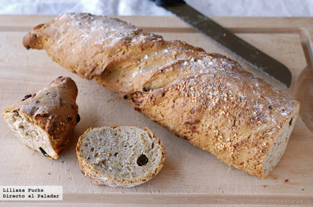 Pan retorcido de espelta con semillas y pasas. Receta