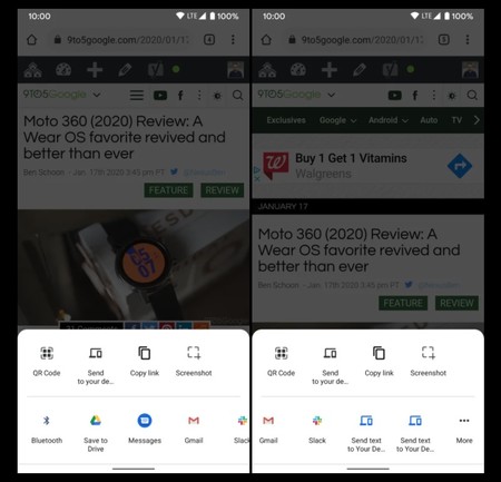 El menú compartir de Android