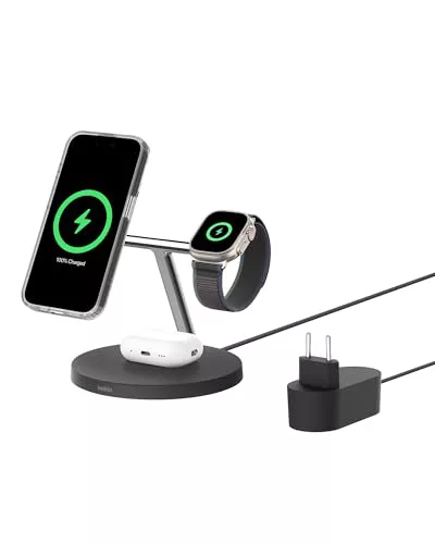 Belkin BoostCharge Cargador Inalámbrico 3 en 1 Qi2 15W - Disponible en Blanco y Negro