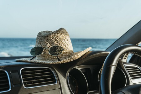 Sombrero Y Gafas De Sol Bordo Del Coche